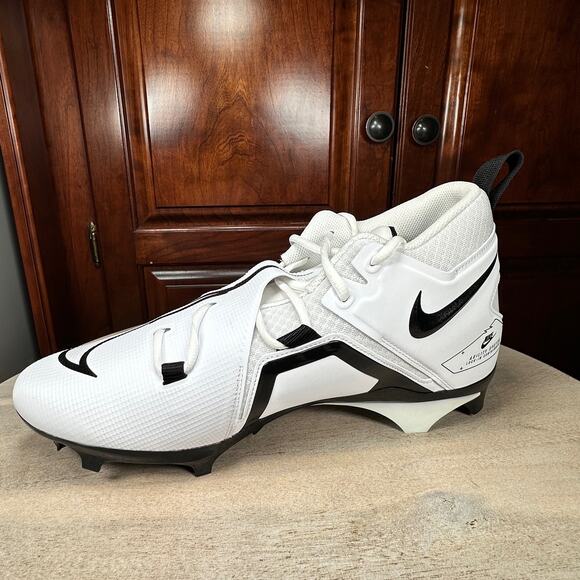 Size 13.5 Nike Alpha Menace Pro 3 White Black Football Cleats DH3292–100 NEW - Picture 4 of 13